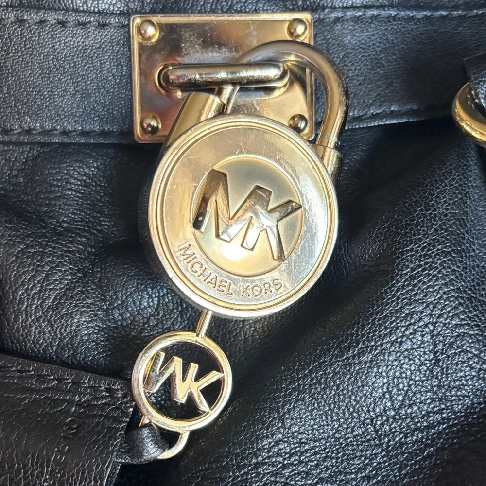 Michael Kors Black Satchel with Gold Accents
